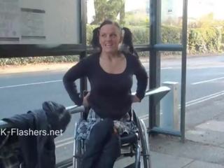 Paraprincess outdoor exhibitionism and flashing wheelchair bound divinity showing